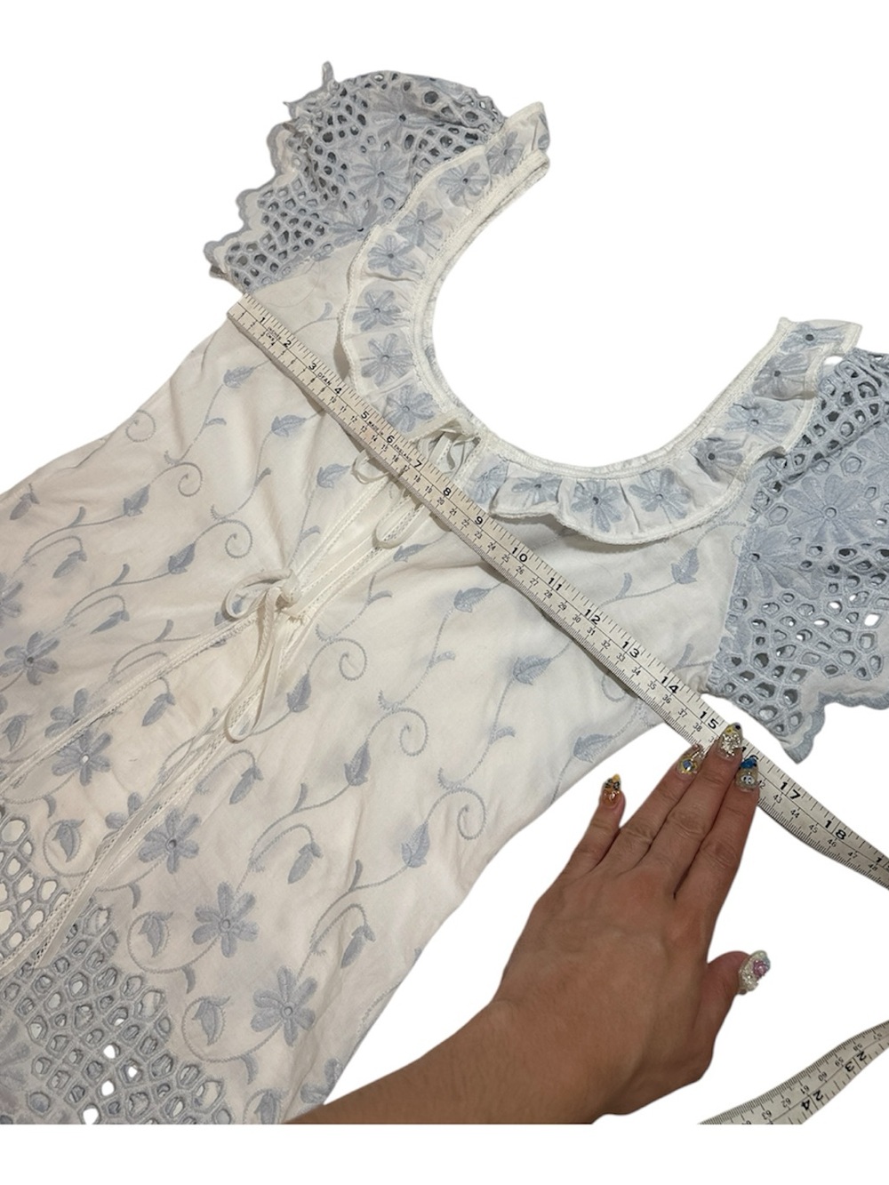 Embroidered‎ Tie-Front Top - Picture 8 of 10